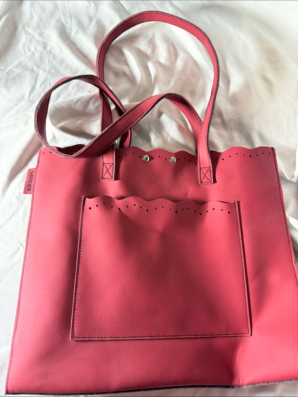 Red Scallop-Trim Alan Stuart Tote Bag